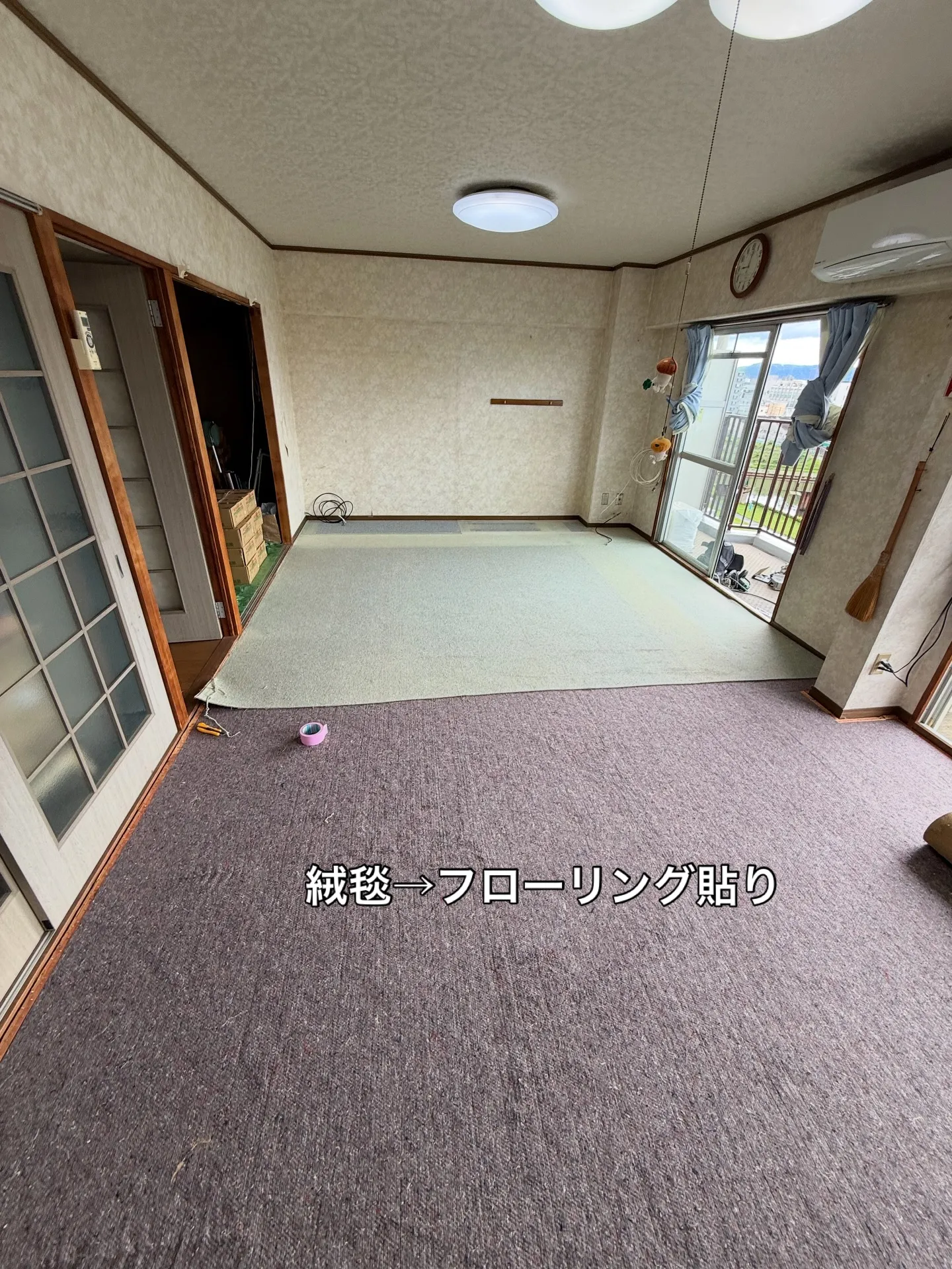 洗面化粧台取替 フローリング貼り替え